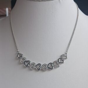 Paparazzi Silver Heart Necklace with Crystal Accents